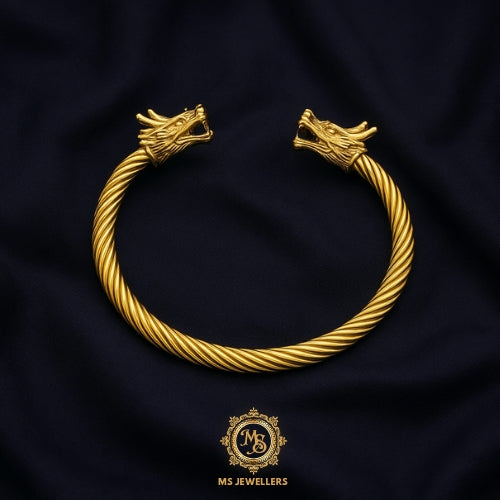 Majestic Dragon Head Cuff Bracelet – Gold-Plated